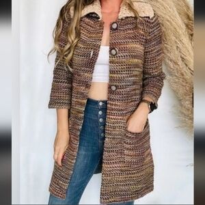 Charlie & Robin Anthropologie Knit Wool Cotton Blend Sweater Jacket